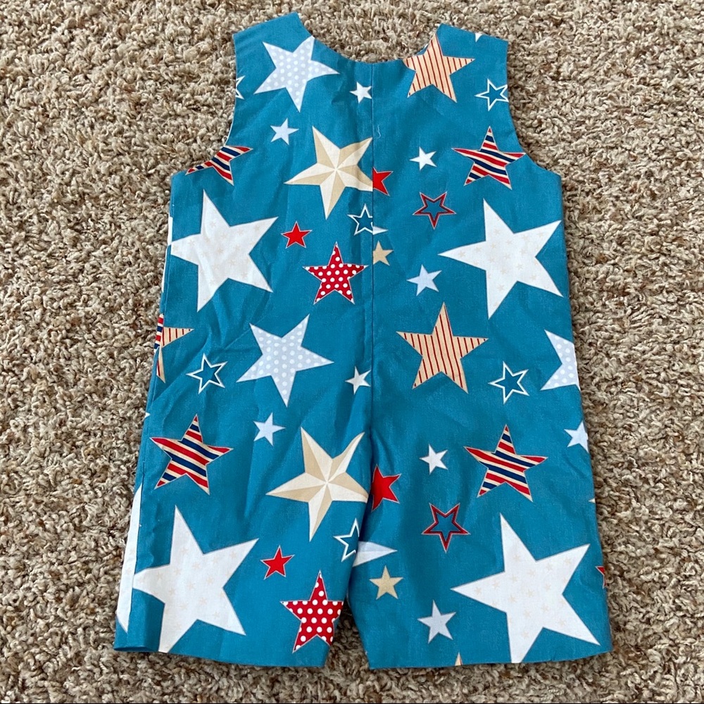Lolly Dolly Doodle 12 Months USA Patriotic Romper July 4th Outfit Overalls - Picture 2 of 9
